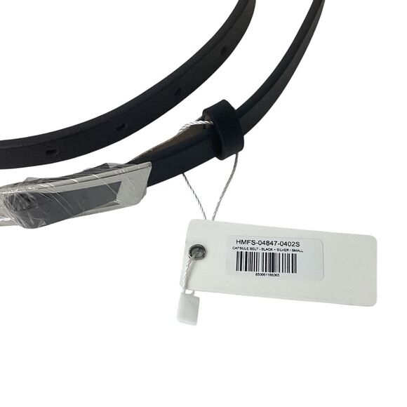 HEAVEN MAYHEM NWT Size S Capsule Belt Black Leather Silver Buckle Skinny Belt - Picture 3 of 10